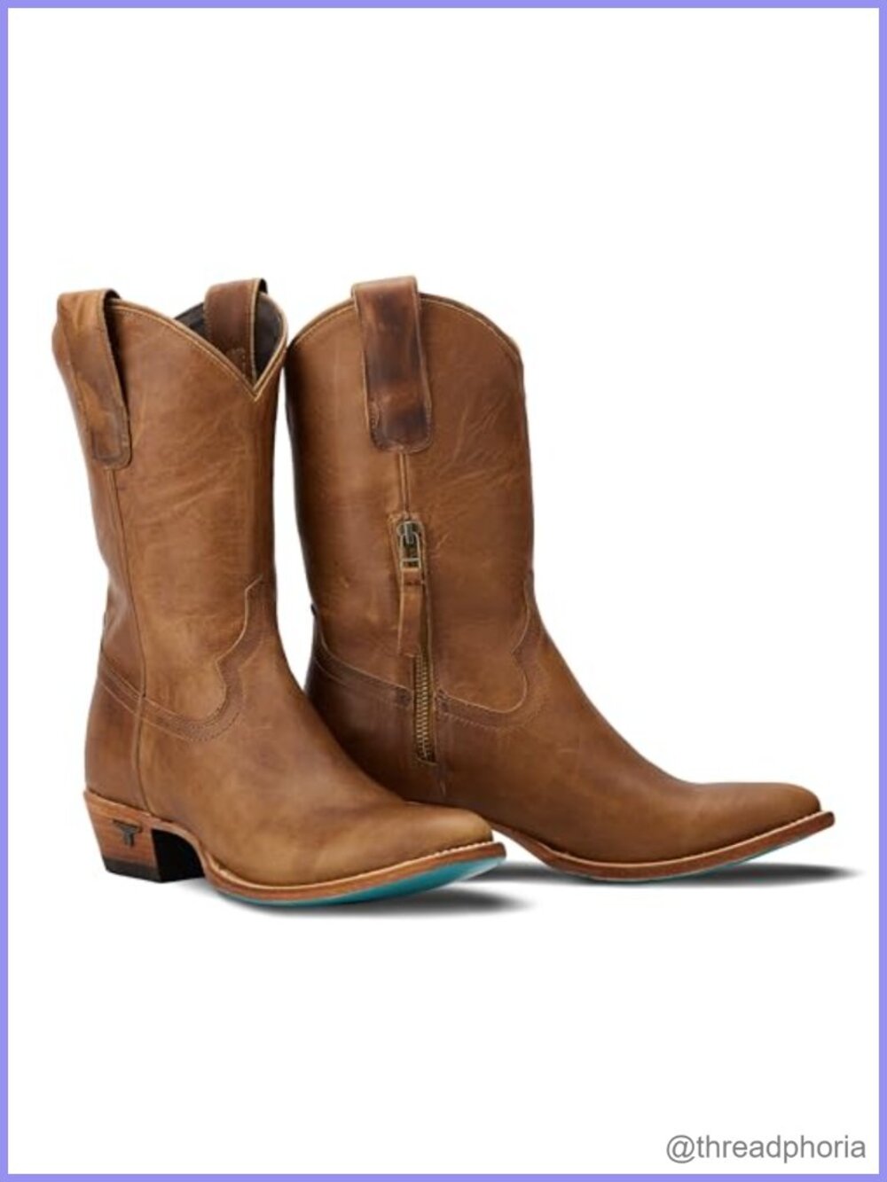 Lane Leather Mid-Calf Boots Pull-On Block Heel Round Toe